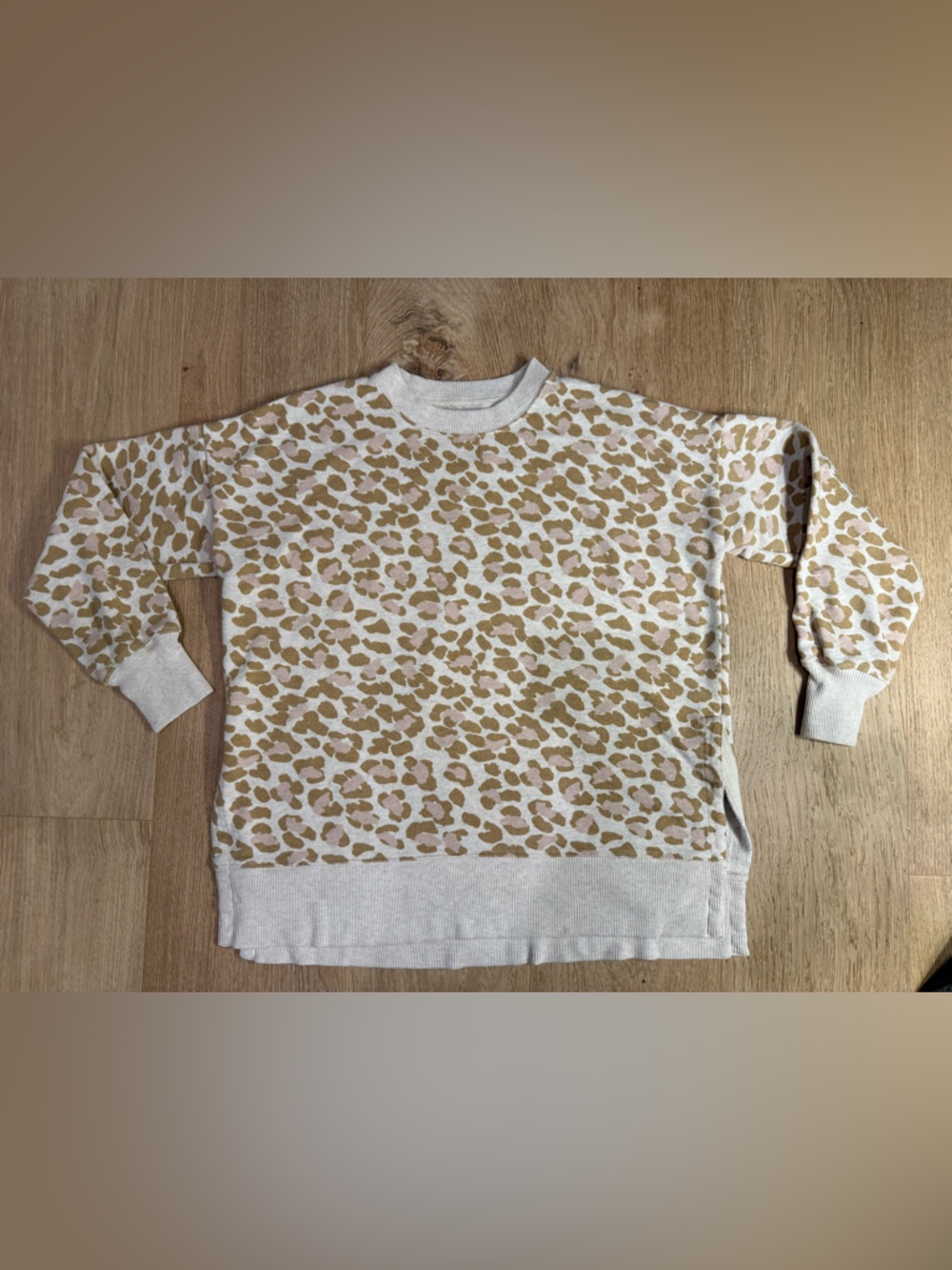 aerie Cream Leopard Print Pullover Sweatshirt